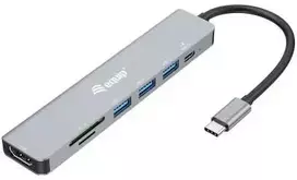 HUB USB Equip Equip Dock USB-C->HDMI,3x USB3.0, 100W PD,SD/TF juodas
