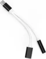 OEM adapteris AUX 2in1 C tipo (vyras) į C tipo (lizdas) / Jack 3,5 mm (lizdas) juodas