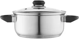 Leoplast Steel Emilio nerūdijančio plieno puodas, 2,5 l, 20 cm, su stikliniu dangčiu