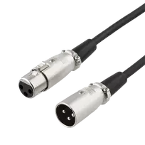 XLR audio kabelis DELTACO 3-pin male - 3-pin female, 26 AWG, 3m, juodas / XLR-1030-K / 00160003