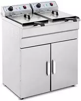 Royal Catering Dviguba dviejų kamerų gruzdintuvė su spintele 400V - 2x10L