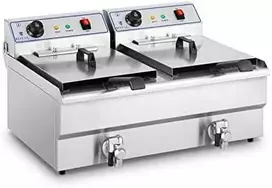 Royal Catering Dviguba dviejų kamerų gruzdintuvė su čiaupais 400V - 2x10L