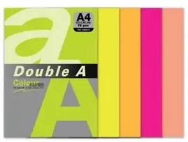 Double_A Spalvotas Neon popierius Double A, 75g, A4, 100 lapų, Rainbow 4, 5 Neon spalvų