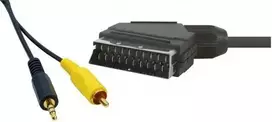 Audio/Video kabelis SCART M - CINCH M + Jack (3.5mm) M, 1.5m, juoda, EOL