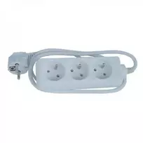 230 V prailginimo laidas, CEE7 (šakutė) - 3x lizdas, 3 m, VDE sertifikuotas, balta, EOL