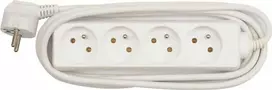 230 V prailginimo laidas, CEE7 (šakutė) - 4x lizdai, 3 m, VDE sertifikuotas, baltas, EOL