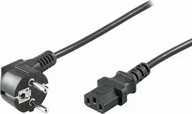 Kabelis sieciowy 230V maitinimo šaltinis, CEE7 (widelec) - C13, 1m, VDE approved, juoda, EOL
