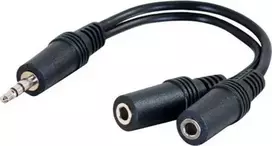 Jack Garso skirstytuvas, lizdas (3,5 mm) M - 2x lizdas (3,5 mm) F, 0,2 m, stereo, juoda, laidinis