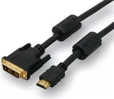 Video Kabelis DVI (18+1) M - HDMI M, 3m, pozłacane złącza, juoda, Logo blister