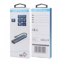 TB Adapteris ŠAKOTUVAS USB C 6w1 - HDMI, USBx3, PD, RJ-45