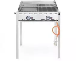 Dujinis grilis "Žalias Fire" 2 degiklių 11,6kW su dangteliu ir lentyna - Hendi 149508