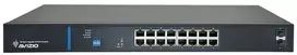 Šakotuvas Nevaldomas komutatorius su 16 RJ45 PoE+ 1Gb/s prievadų + 2 SFP Uplink 1Gb/s prievadais (galios sąnaudos 150 W) AVIZIO