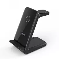 Belaidis įkroviklis CHOETECH, 15W, 3in1, juodas su stovu