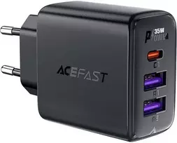 Sieninis įkroviklis Acefast A57 GaN 2xUSB-A+USB-C PD35W EU (juodas)