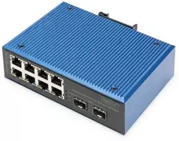 Šakotuvas Jungiklis Digitus DIGITUS Industrial 8+2-Port Fast Ethernet PoE Switch 8 Port PoE FE RJ45 2 GE SFP prievadai