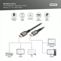„Digitus 16K DisplayPort“ jungties kabelis, 2.1 versija, 80G | DisplayPort | 1 m