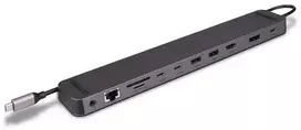 USB C Dokavimo Stotis - LINDY Plugable DST-Mini XT 810 8K/4K60, 100W PD, USB 3.2, Gigabit Ethernet, Pilka