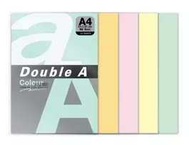 Spalvotas popierius RAINBOW 3, Double A, A4, 80gsm, 100 lapų, 5 pastelinės sp.