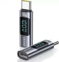 Adapteris USB-C - USB-C Digital Ekranas 100W USAMS AU18 SJ682TC01 (US-SJ682) steel/aluminum