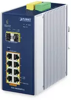 Šakotuvas PLANET DIN-Rail L2+/L3 valdomas valdomas L2+ gigabito Ethernet (10/100/1000) Maitinimas per Ethernet (PoE) Aliuminio, Mėlyna