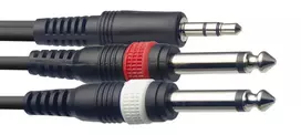 Kabelis 3.5mm Minijack stereo - 2x6.3 Jack 2m Stagg SYC2/MPSB2P E
