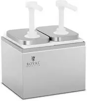 Royal Catering Dvigubas dozatorius padažams su nerūdijančio plieno pompa, 2 x 2 l