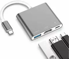 USB-C adapteris 3-in-1 su HDMI ir USB 3.0