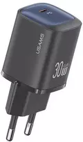 USAMS laidinis įkroviklis CC251 30W GaN USB-C greitojo įkrovimo HC serijos, juodos spalvos CC251TC01