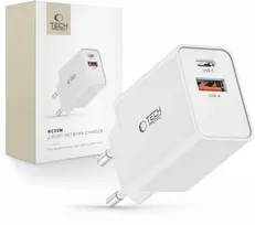 Laidinis įkroviklis 30W PD USB-C + QC3.0 USB Tech-Protect NC30W baltos spalvos