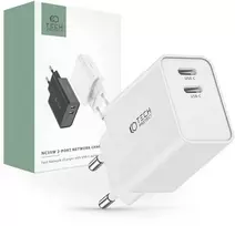 Sieninis įkroviklis 35W 2x USB-C PD Tech-Protect C35W baltos spalvos