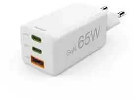 Hama mini GaN 65W PD/QC 2x USB-C, 1x USB-A balta