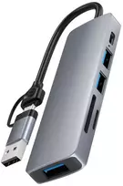 Avernus USB Šakotuvas Hub 6in1 USB C / USB A / USB 3.0 / USB 2.0 x 2 / SD card reader / TF / PD