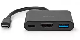 HUB USB Nedis CCGB64770BK01 doko stotelė Przewodowa USB 3.2 Gen 1 (3.1 Gen 1) Type-C Juodas