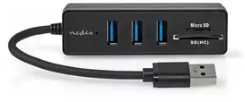 USB ŠAKOTUVAS Nedis CCGB61250BK01 šakotuvai ir šakotuvai USB 3.2 Gen 1 (3.1 Gen 1) Type-A 5000Mbit/s Juodas