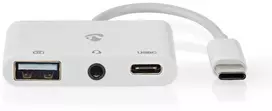 Nedis USB HUB CCGB64790WT01 doko stotelė Laidinis USB 2.0 Type-C Baltas