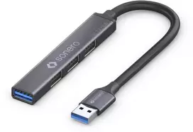 Sonero USB 3.2 Gen1x1 Hub - 4 Port mit USB-A Stecker 0,15m - Kosminė pilka
