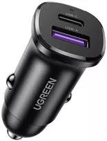 Automobilinis įkroviklis 30W USB-C + USB UGREEN EC305 juodos spalvos