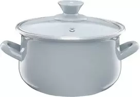Puodas emaliowany su dangteliu Pyza pilka 14 cm 1,25 l EMALIA OLKUSZ