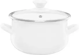 Puodas emaliowany su dangteliu Pyza kreminė 16 cm 2 l EMALIA OLKUSZ