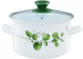 Puodas emaliowany su dangteliu Eukaliptus 20 cm 3,8 l EMALIA OLKUSZ