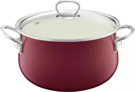 Puodas emaliowany su pokrywą Pyza 16 cm bordinė EMALIA OLKUSZ