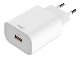 USB sieninis įkroviklis DELTACO 1x USB-A, greitas įkrovimas 18 W, baltas / USB-AC182