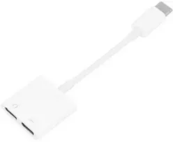 OEM adapteris AUX 2in1 C tipo (vyras) į C tipo (lizdas) / C tipo (lizdas) dėžutė baltas [DAC]