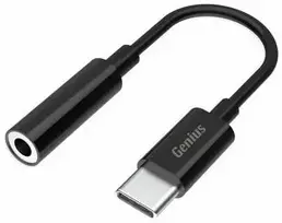 USB/Audio adapter, USB C (M) - Jack (3,5mm) F, stereo, juoda, Genius ACC-C100