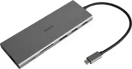 12-in-1 USB-C jungčių stotelė DELTACO, Triple display, 4K UHD 60 Hz, PD 85 W, sidabrinis / USBC-HDMI27 / 1902422