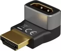 Goobay HDMI Angled Adapteris 90° Vertical, 8K at 60 Hz, Gold-Plated, Juodas/Sidabrinis | 72009