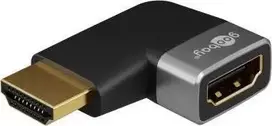 Goobay 72010 HDMI Angled Adapteris 90° Horizontal, 8K at 60 Hz, Gold-Plated, Juodas/Sidabrinis