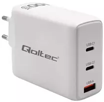 Įkroviklis Qoltec GaN (51826) 100W USB-C / USB (baltas)