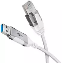 Goobay 74378, USB 3.0 A tipo, RJ45, 1,5 m, baltas