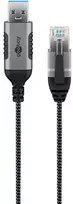 Goobay 74400, USB 3.0 A tipo, RJ45, 15 m, Juoda, Sidabras